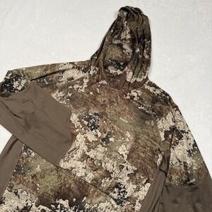 TrueTimber Hunting Shirt Mens Small Brown Strata Camo Hooded Performance Top
